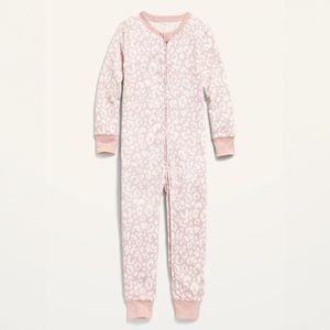 Old Navy 2-Way-Zip Printed Pajama One-Piece for Toddler & Baby Leopard Pink NWT